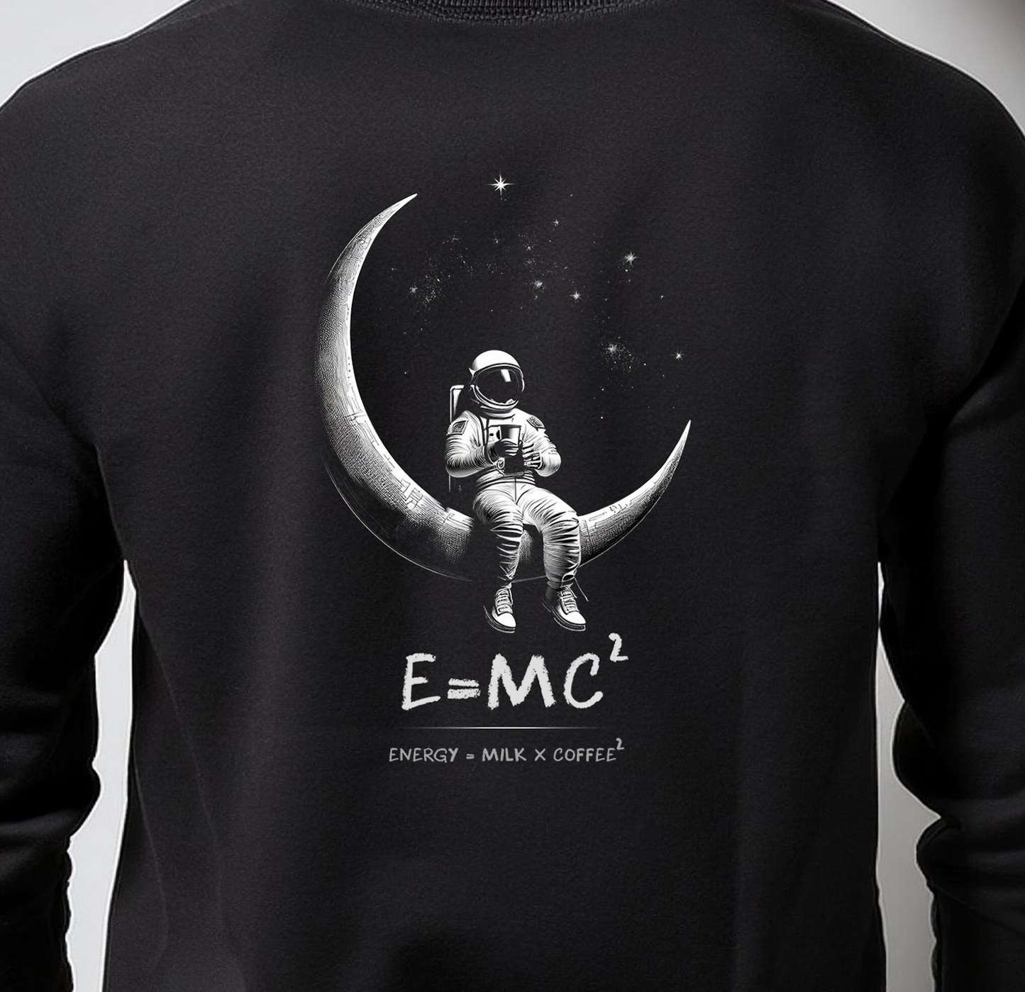 Astronauts: Black cotton printed sweatshirt for