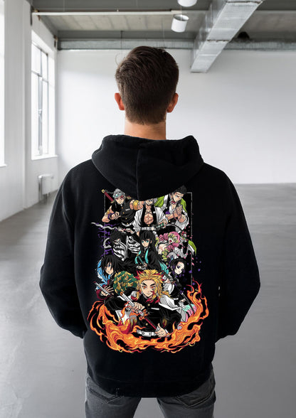 Black Printed Hoodies Demon Slayer