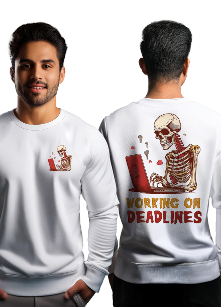 Working on deadline: Printed cotton sweatshirts