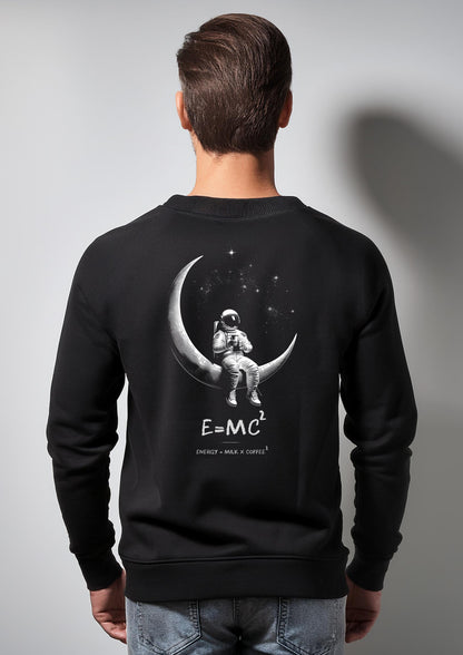 Astronauts: Black cotton printed sweatshirt for