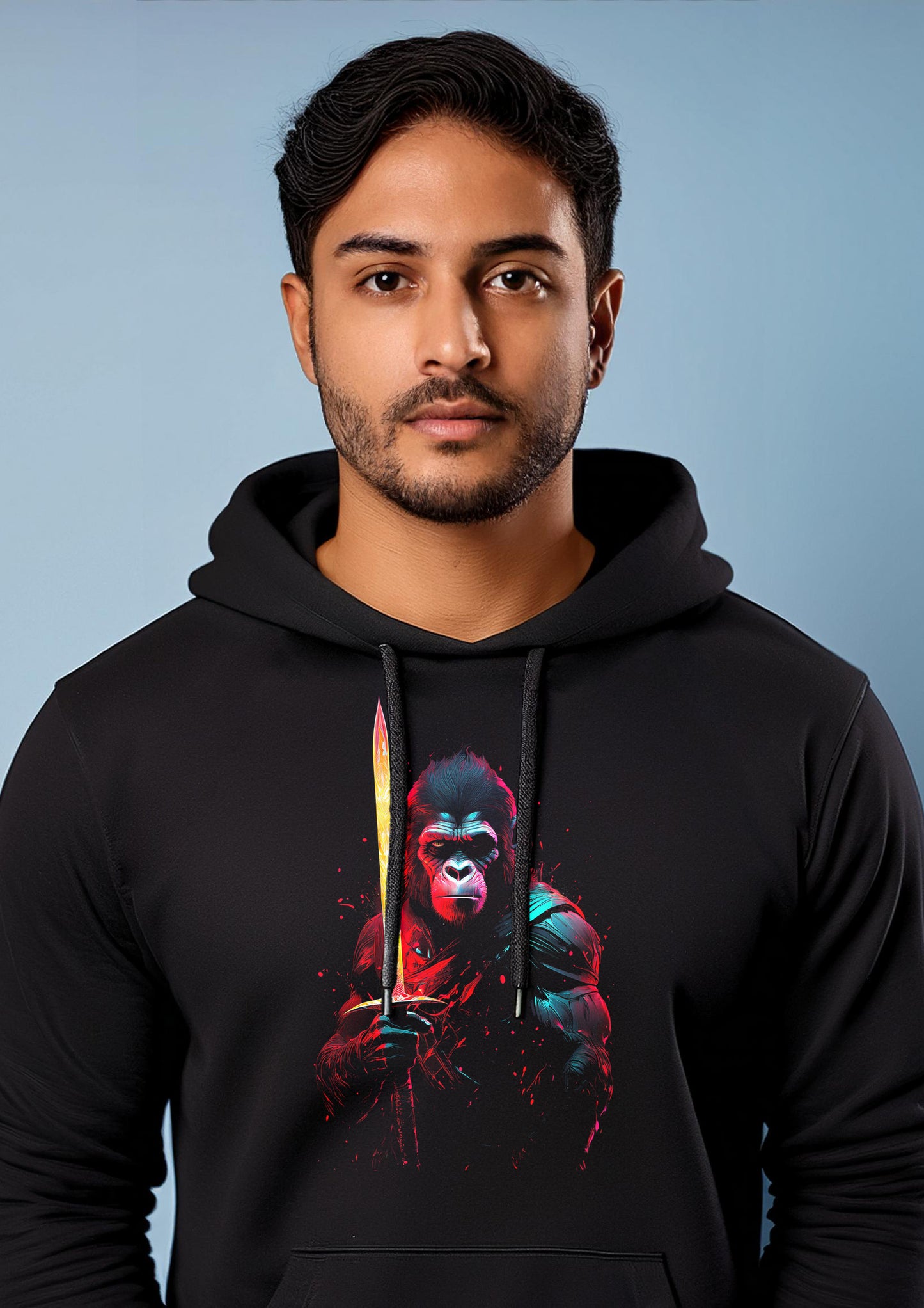 Gorilla warrior printed premium black hoodies