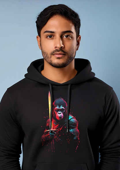 Gorilla warrior printed premium black hoodies