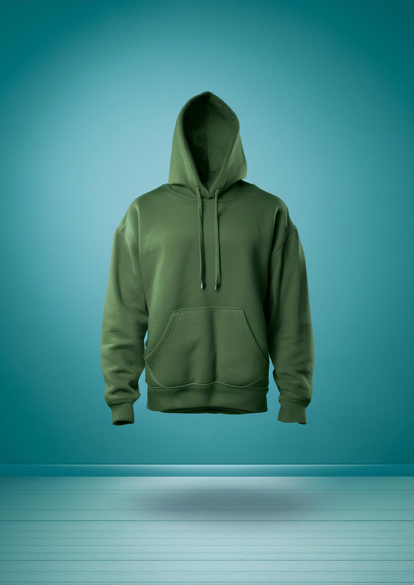 Army green cotton hoodie for men