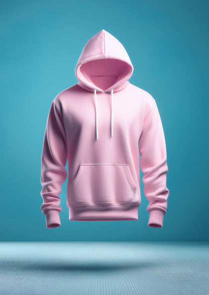 Baby pink solid hoodie for men