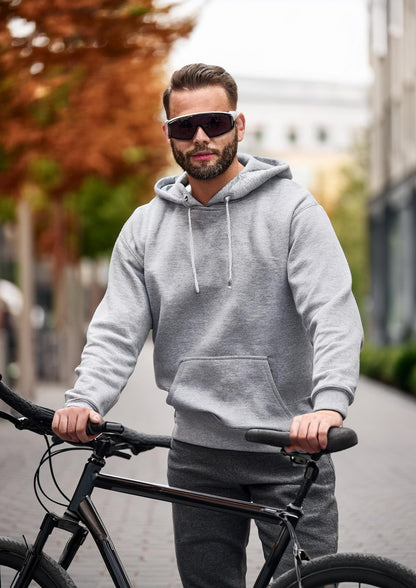 Pure cotton grey melange hoodie