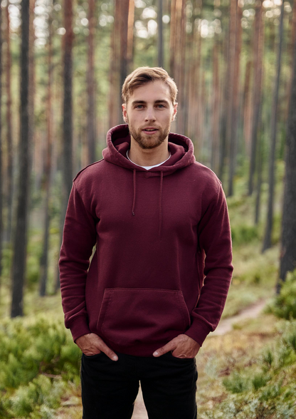 Maroon solid hoodie for men