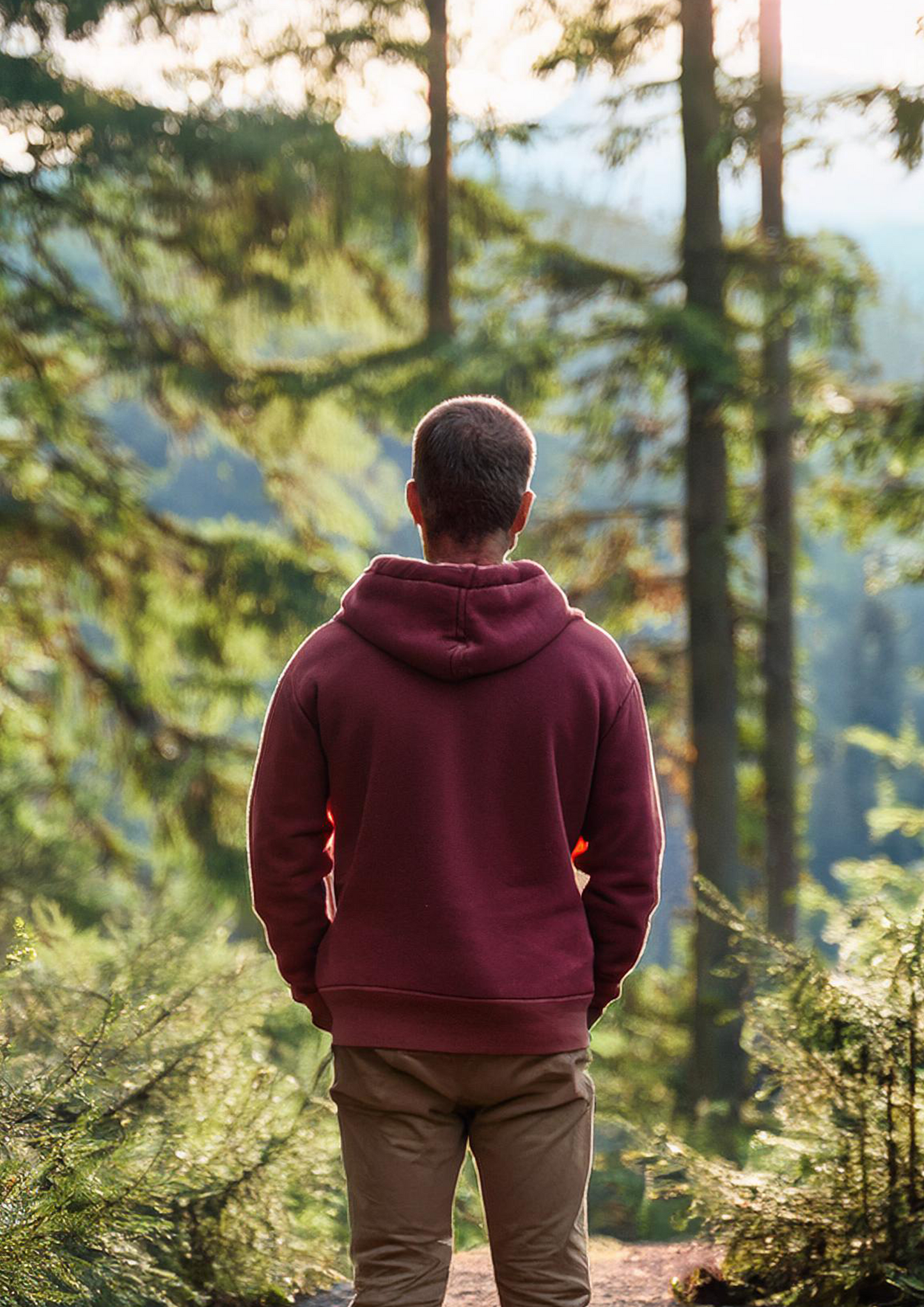 Maroon solid hoodie for men